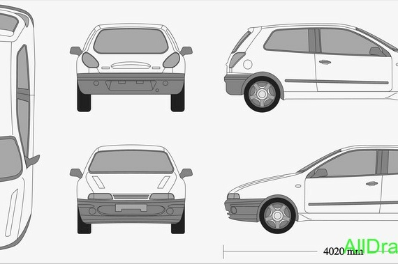 Fiat Bravo 3door & 5door (1996) (Фиат Браво 3дверный & 5дверный (1996)) - чертежи (рисунки) автомобиля